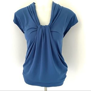 Blue Drape-Front Jersey Top New York & Company S